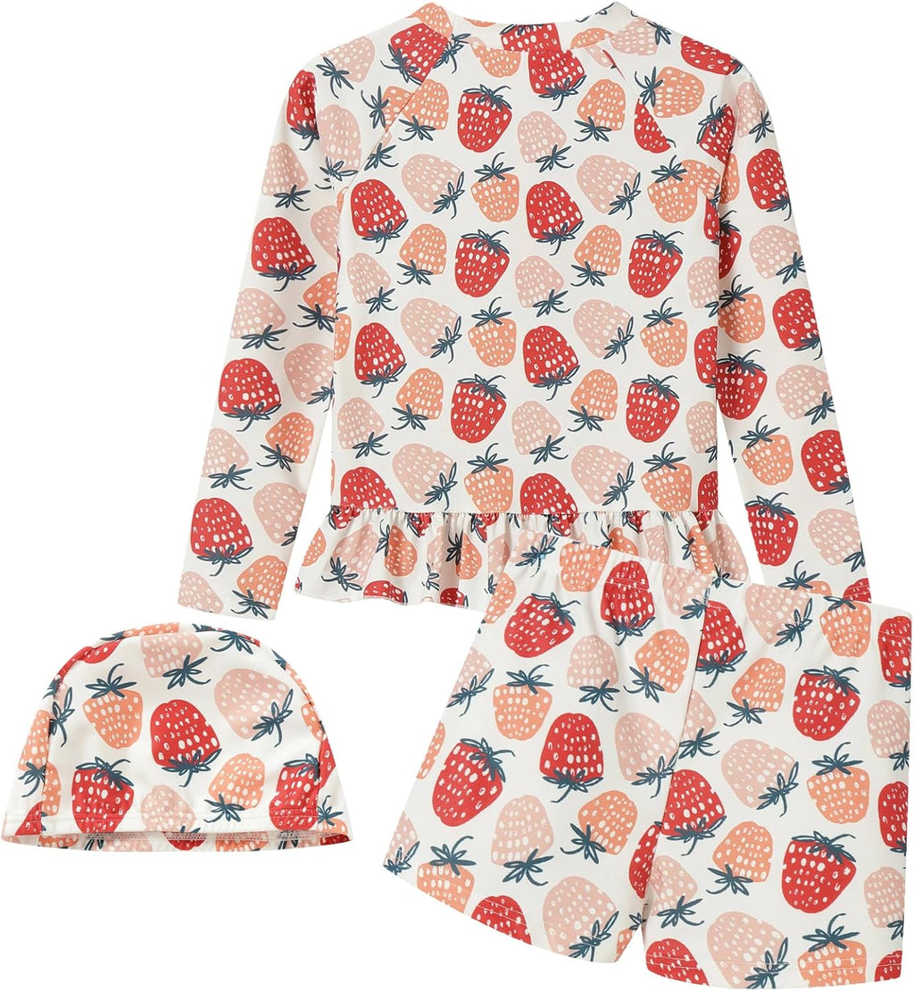 Girls Two Piece Swimsuits Long Sleeve Rash Guard Set UPF 50+ Swimwear 1-10 Years